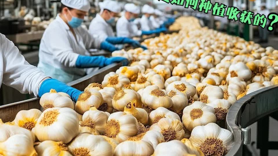 大蒜是如何种植的，以及在加工厂进行大蒜从采收到包装的处理