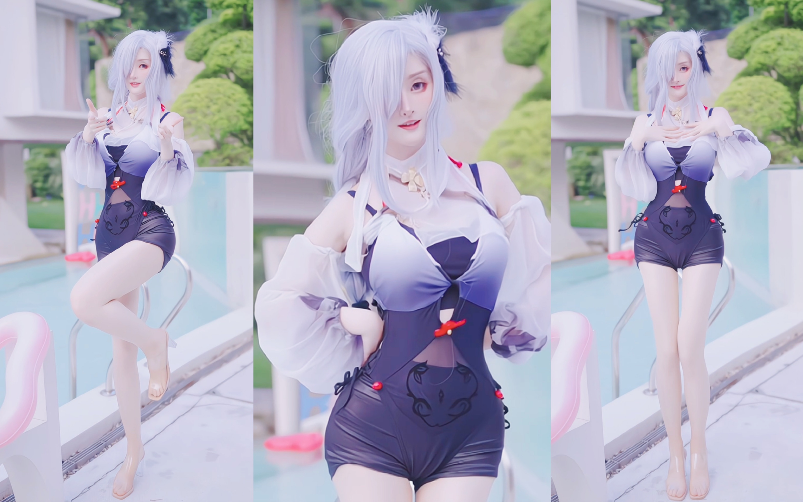 You can't escape from me. Shin Tsuru swimsuit cosplay.
