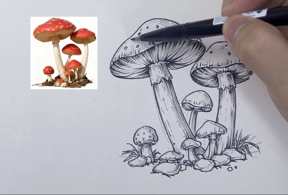 零基础就能学会的蘑菇画法