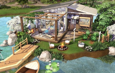 模拟人生4速建||湖边小屋 NOCC BY Sims 4 Creations