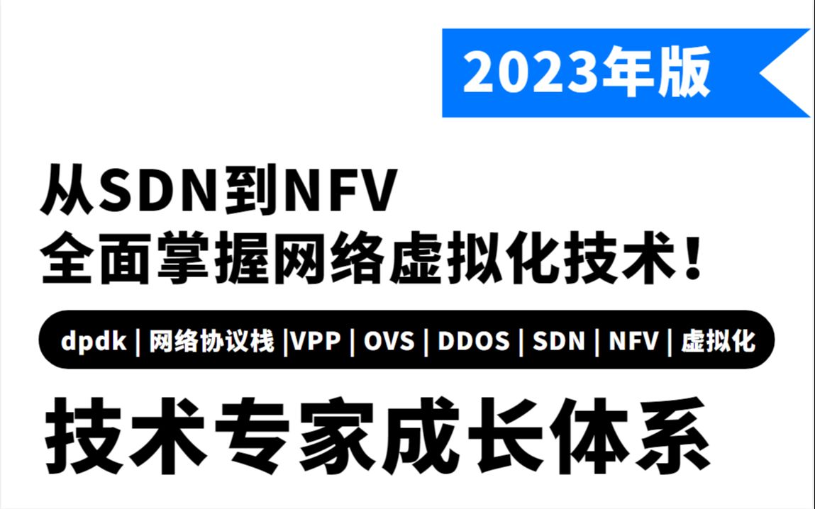 从SDN到NFV 全面掌握网络虚拟化技术！（dpdk/vpp/OvS/DDos/SDN/NFV）系统性学习课程