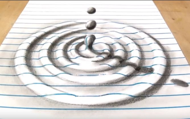 【youtube】怎样用铅笔画出立体水滴波纹?