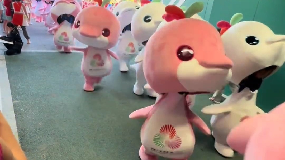 太可爱了！迎面向你走来的是，第十五届全运会吉祥物。为体育健儿加油！