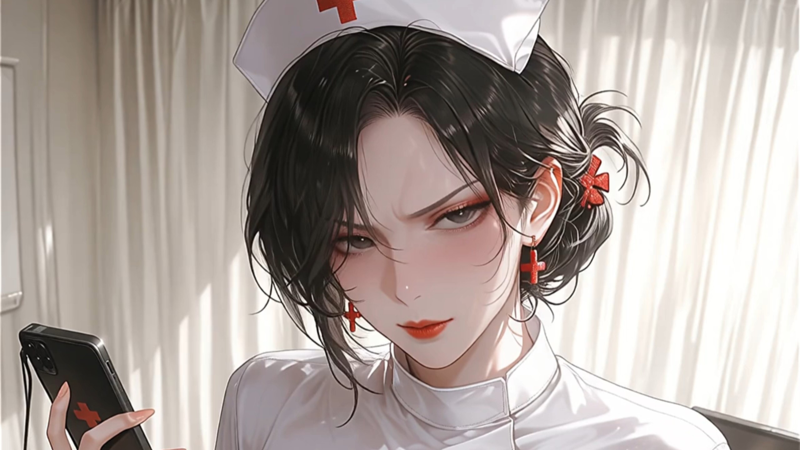 护士姐姐。我为啥不出院你还不知道吗。