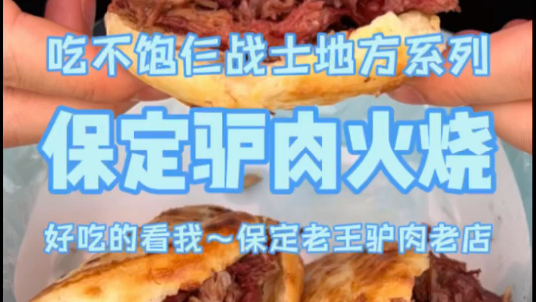 花427在保定吃驴肉火烧，酥脆饼皮裹满驴肉香，爽吃11个！