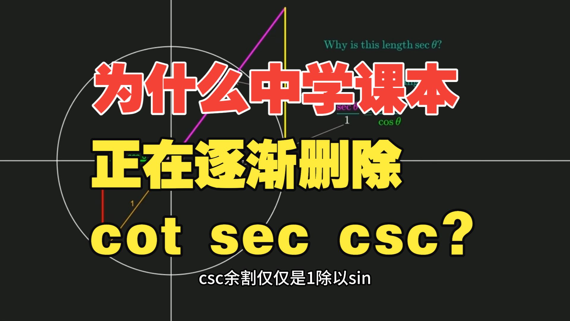 为什么中学课本正在逐渐删除cot、sec、csc？