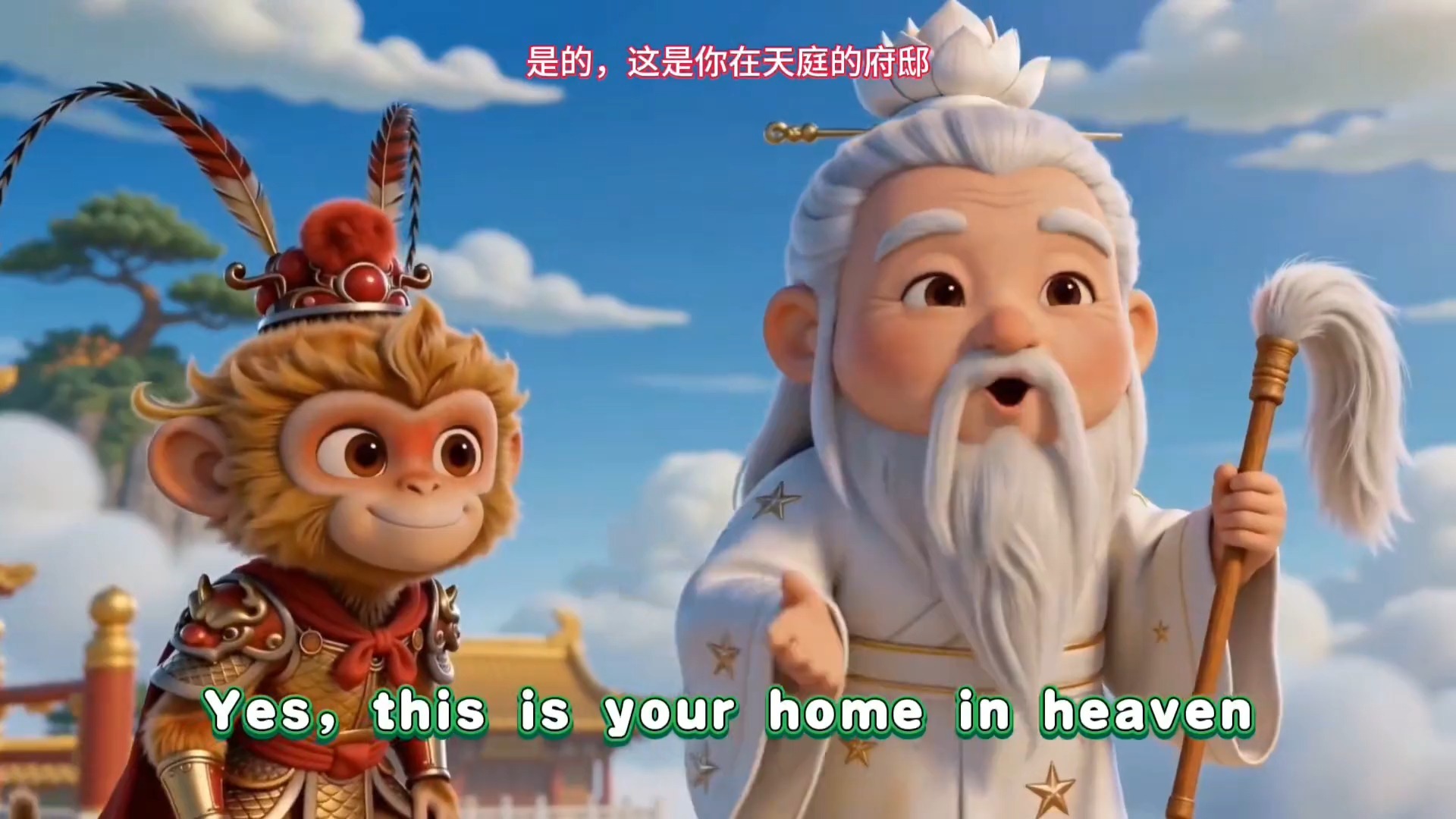 【英文磨耳朵】【西游记】第14集 AI动画片 英文版 中英文双语字幕