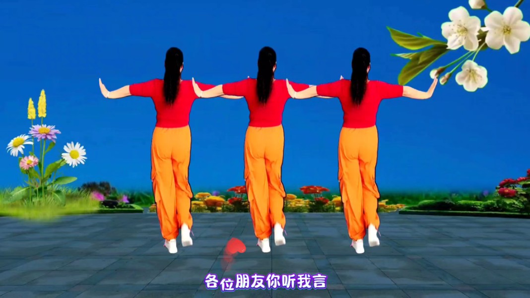 新歌广场舞《2025都平安》背面演示，节奏欢快，简单好看易学