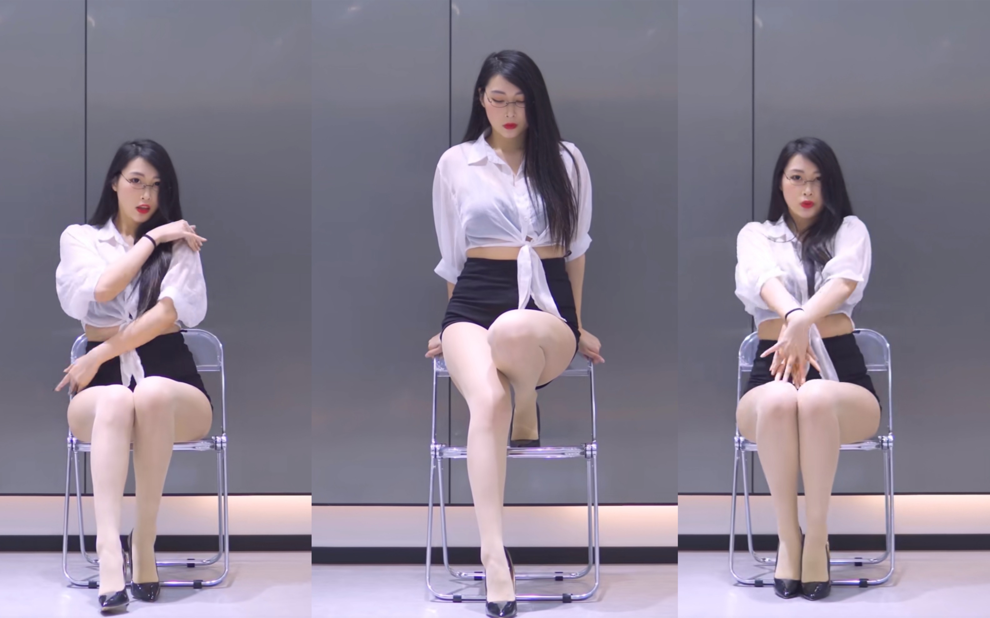 The chair surface is known to be 48cm x 49cm, find the circumference of this woman's legs