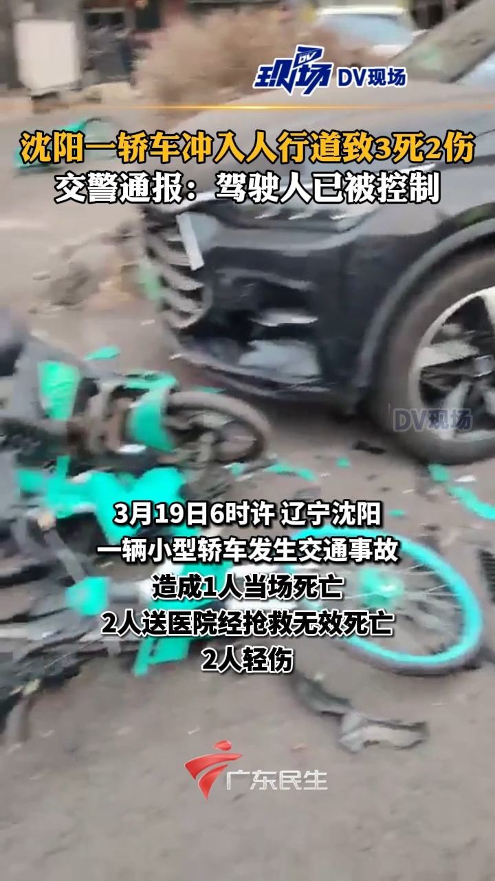 沈阳一轿车冲入人行道致3死2伤,肇事车辆驾驶人已被控制.哔哩哔哩bilibili