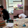 大学生“作弊”在网上爆火，男子家中参加考试，朋友趴地递送资料