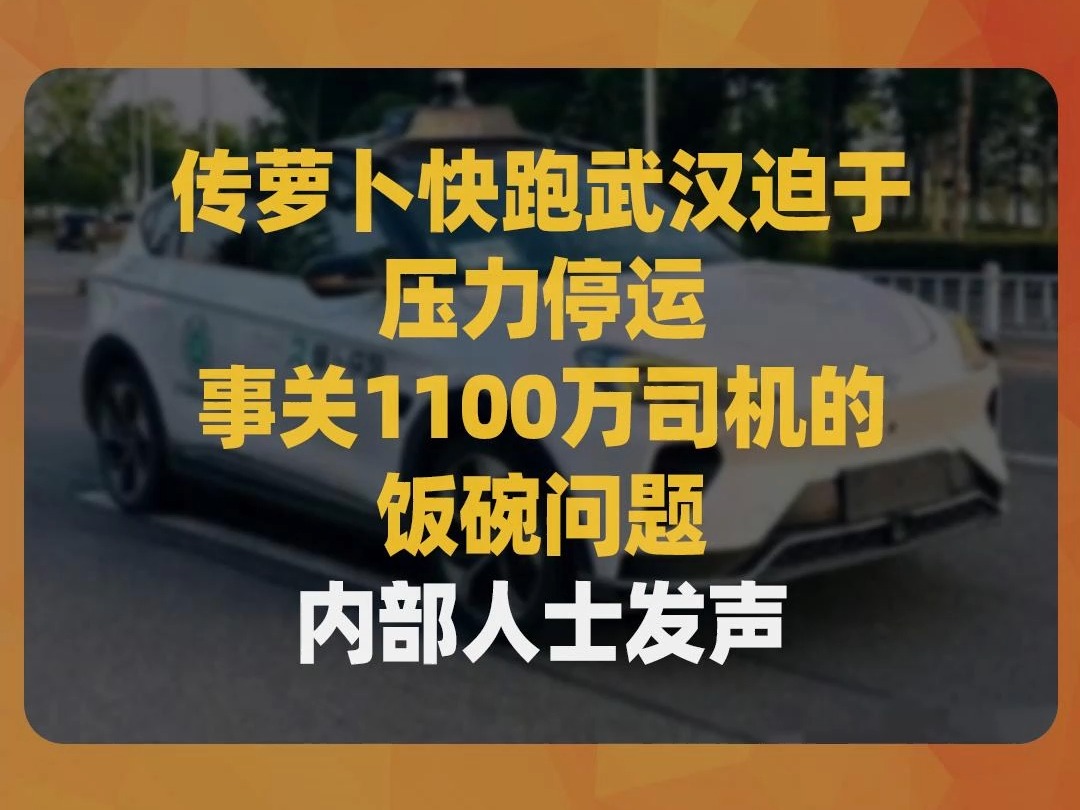 传萝卜快跑武汉迫于压力停运、事关1100万司机的饭碗问题,内部人士发声哔哩哔哩bilibili