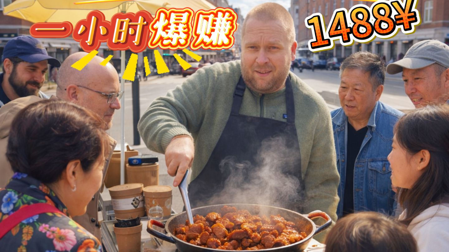 北欧街头卖红烧肉，一小时卖光