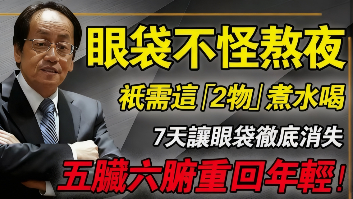 震撼揭秘：眼袋大根本不是熬夜！只需2物煮水，7天铲除「脾湿」，眼袋彻底消失