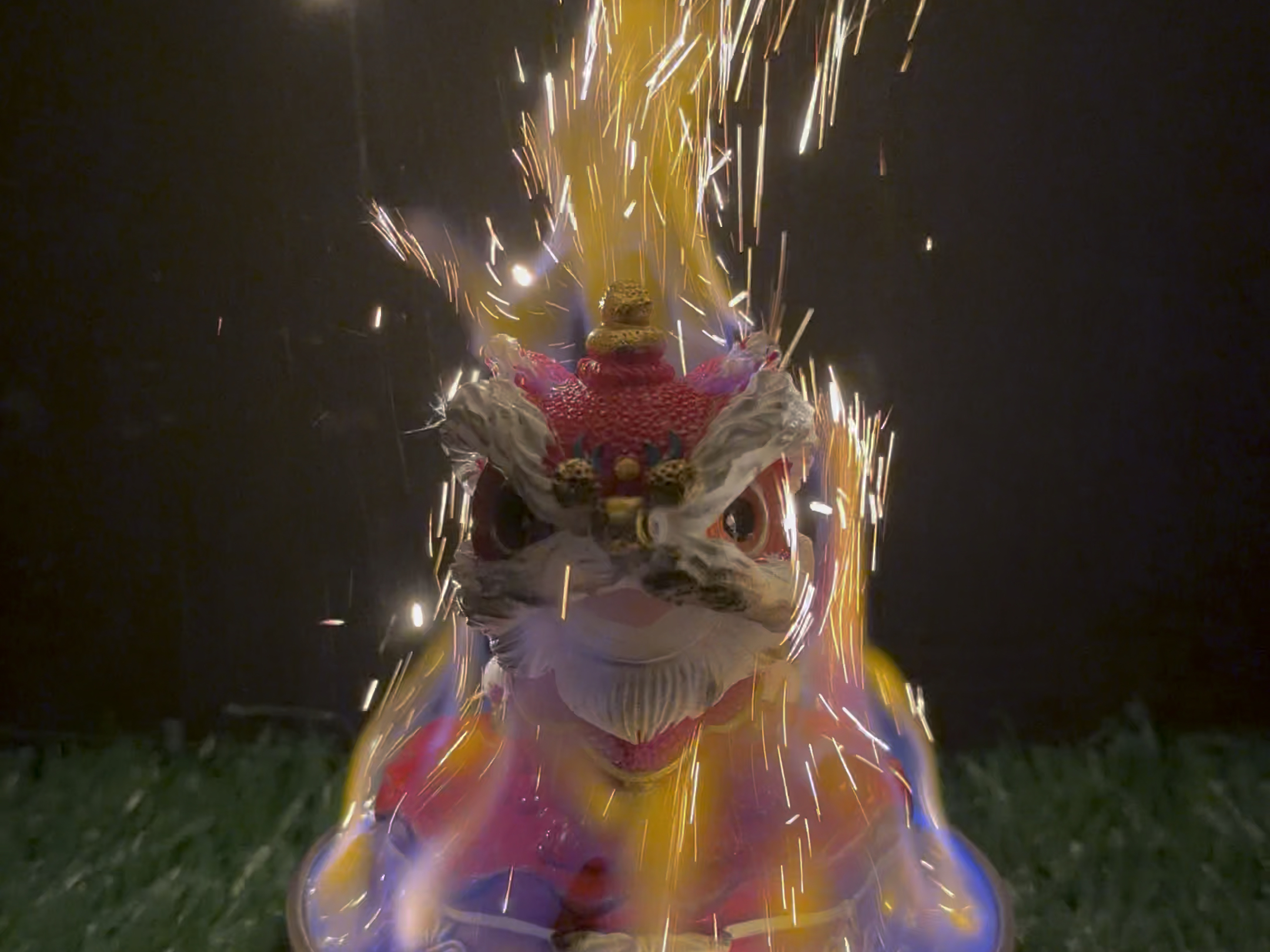 火焰舞狮，祝大家新年快乐