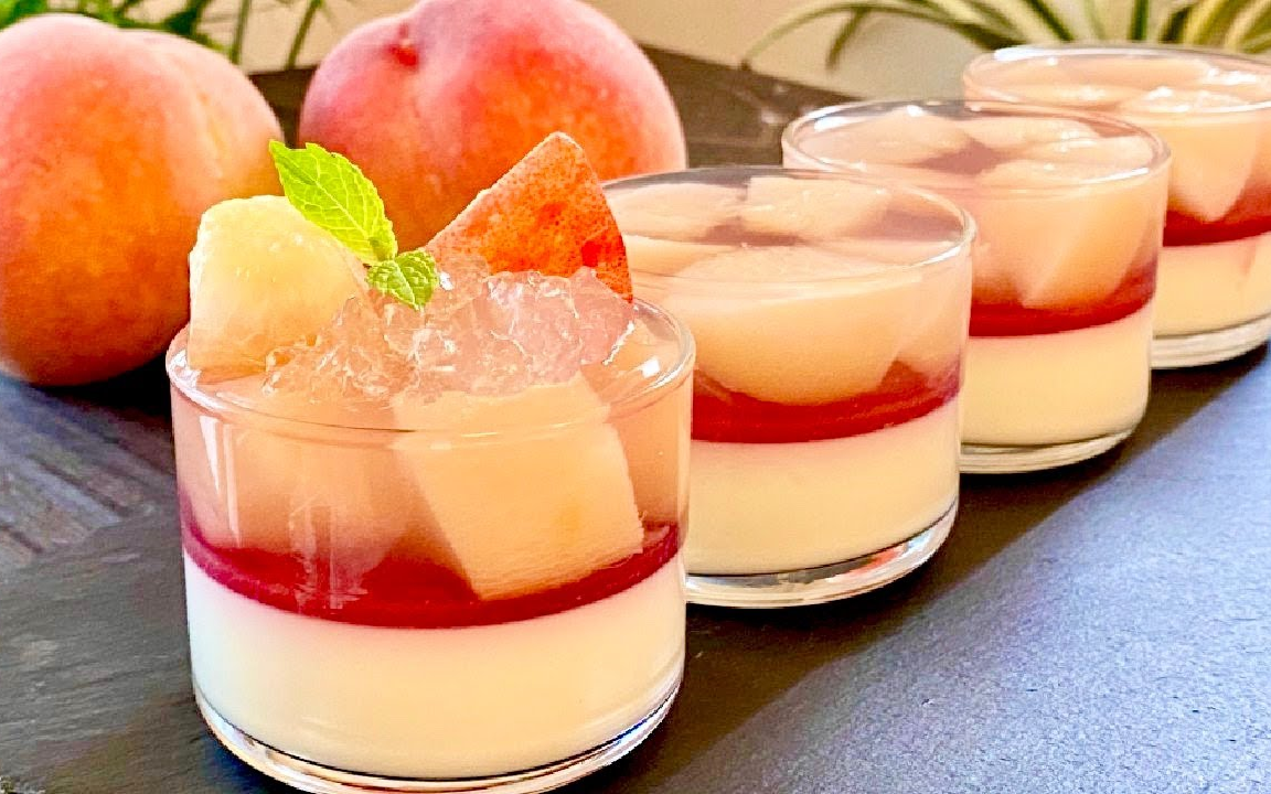 【ch】蜜桃意式奶冻|how to make panna cotta_哔哩哔哩_bilibili