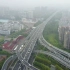 下雨天航拍宁波机场路高架，这个方向有点堵车