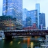 ?芝加哥下班晚高峰-芝加哥河沿岸街景