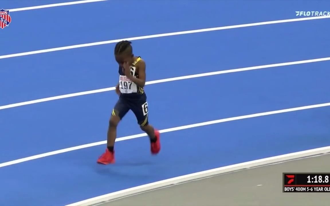 5岁小孩400m比赛0.1秒险胜，这冲刺、这步频！