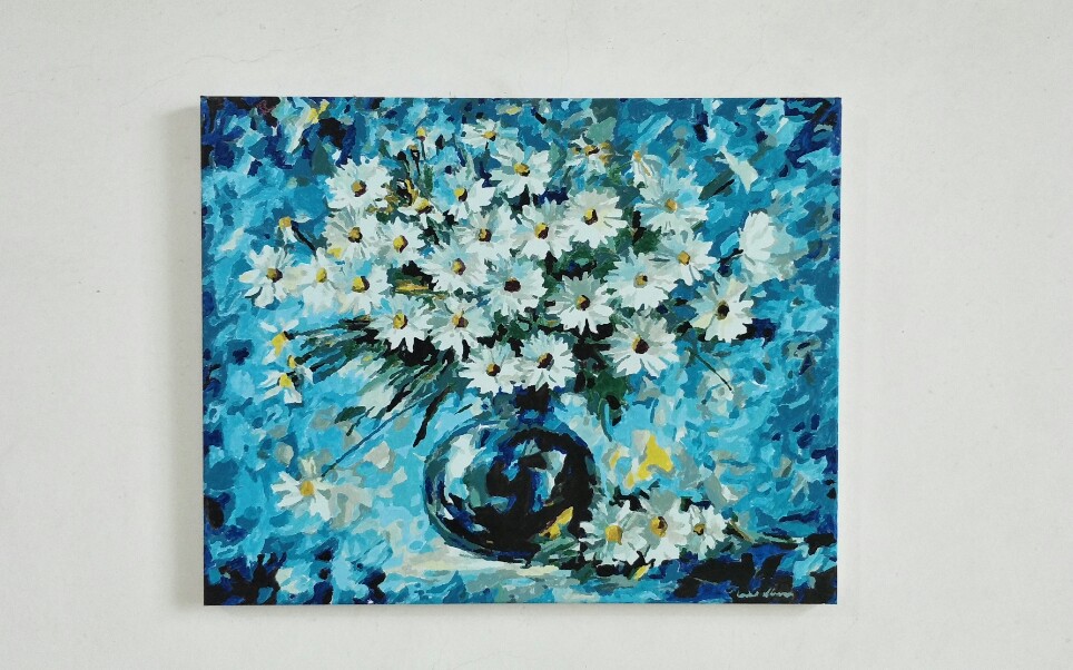 数字油画初体验_《蓝调雏菊》全程