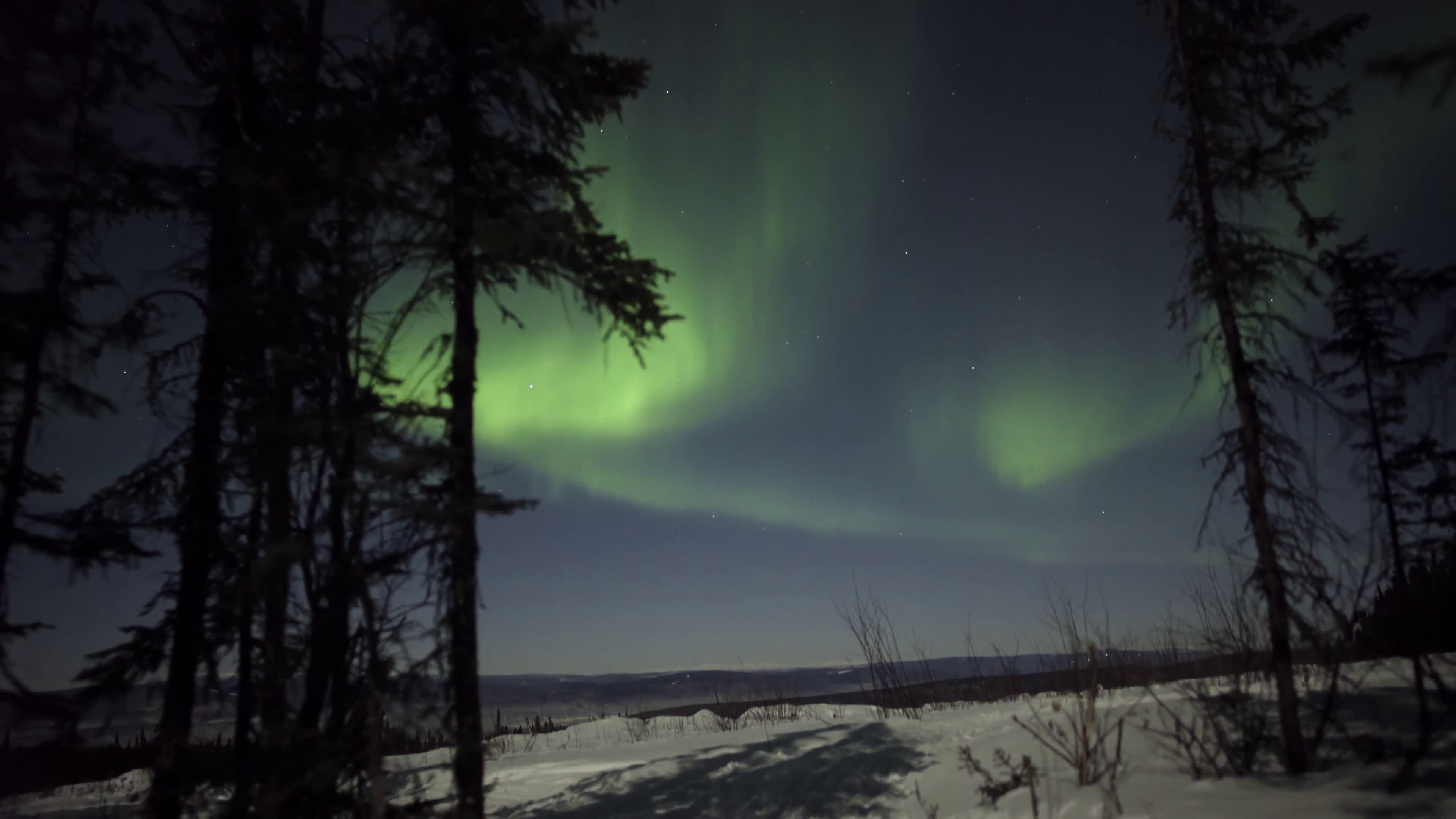 4k延迟摄影北极光real-time northern lights