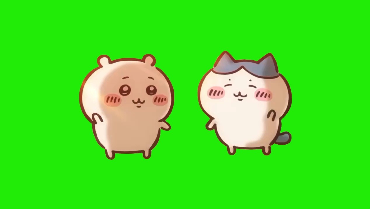 chiikawa吉伊小八打招呼绿幕素材