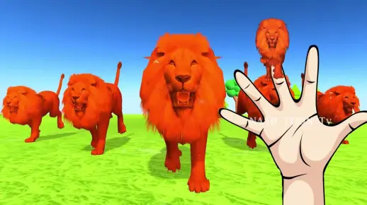 早教动画：学习颜色，动物手指家庭歌曲，童谣，大猩猩，狮子，老虎