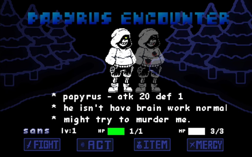 GoofyGoofyGoober's Papyrus encounter