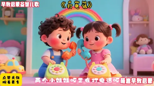 儿歌大全300首连续播放《打电话》完整版早教儿歌动画最火AI视频宝宝爱看