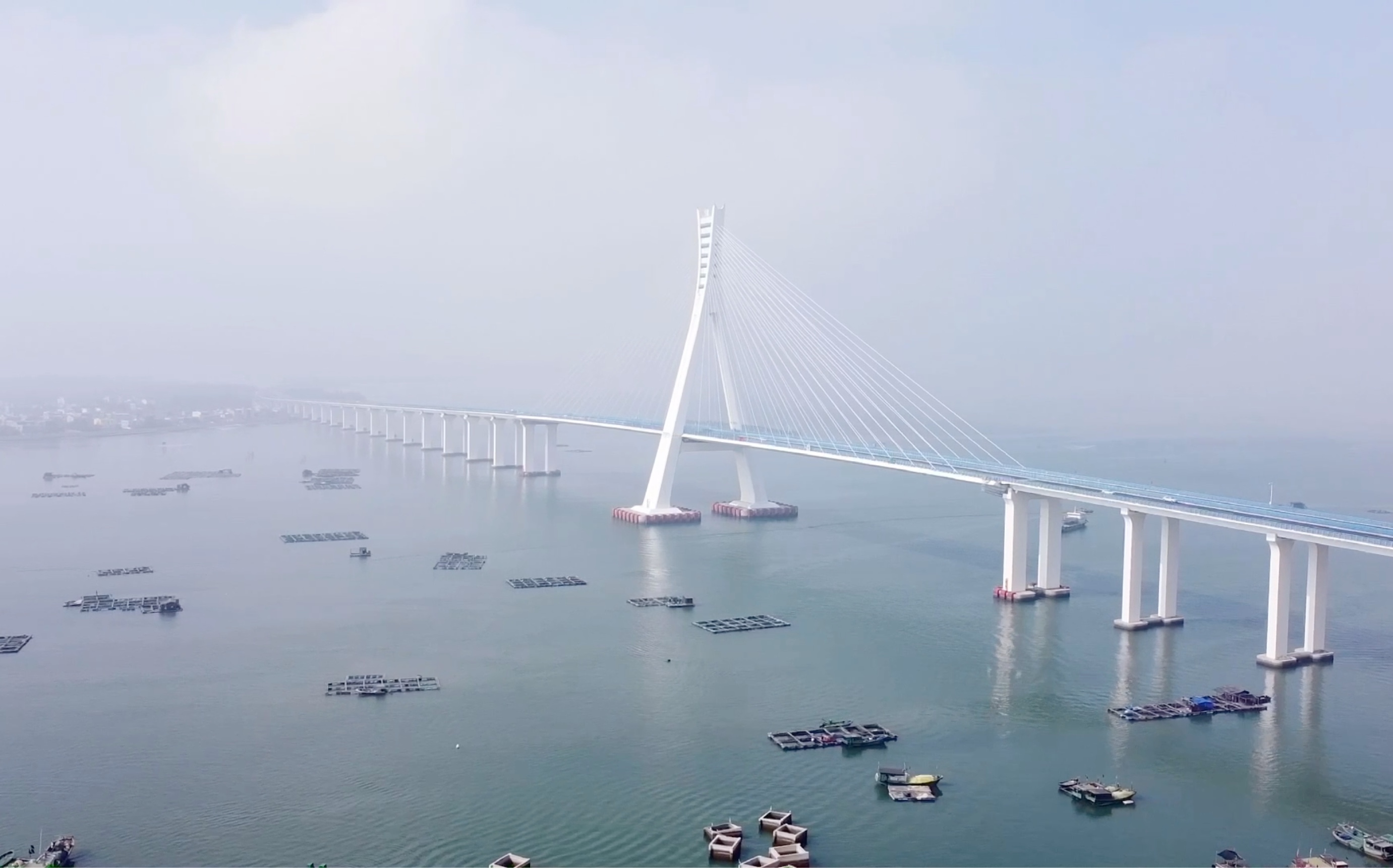 海南文昌海文大桥、铺前港航拍