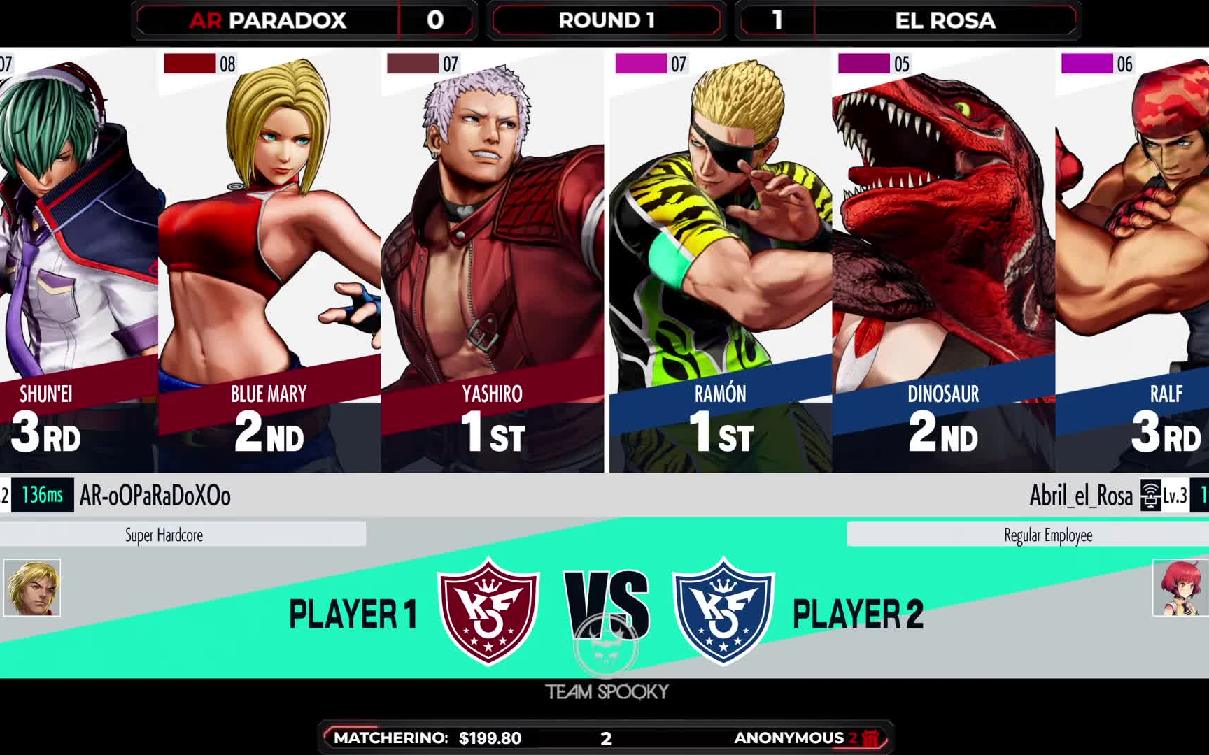 拳皇15kof15thekingoffightersxvparadoxvselrosaexhibitionmatch