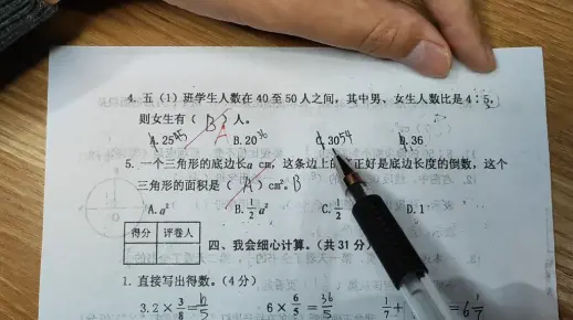 六数上,2019期中数学试卷分析