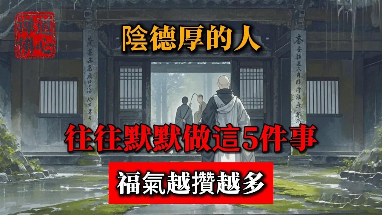 陰德厚的人，往往默默做這5件事！福氣越攢越多 #佛教 #禪學 #禪道 #佛教故事 #佛教文化 #修心修行 #禪道佛心 #禪悟人生 #南無阿彌陀佛