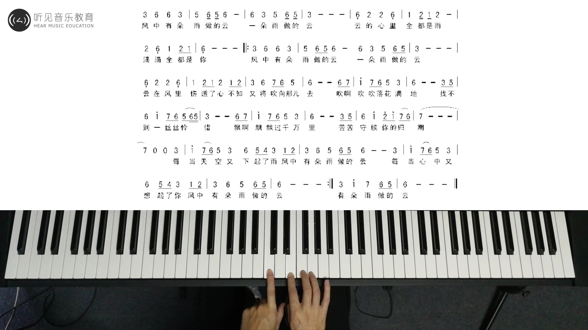 这首《风中有朵雨做的云》钢琴弹奏太好听啦！双手教学，简单易学