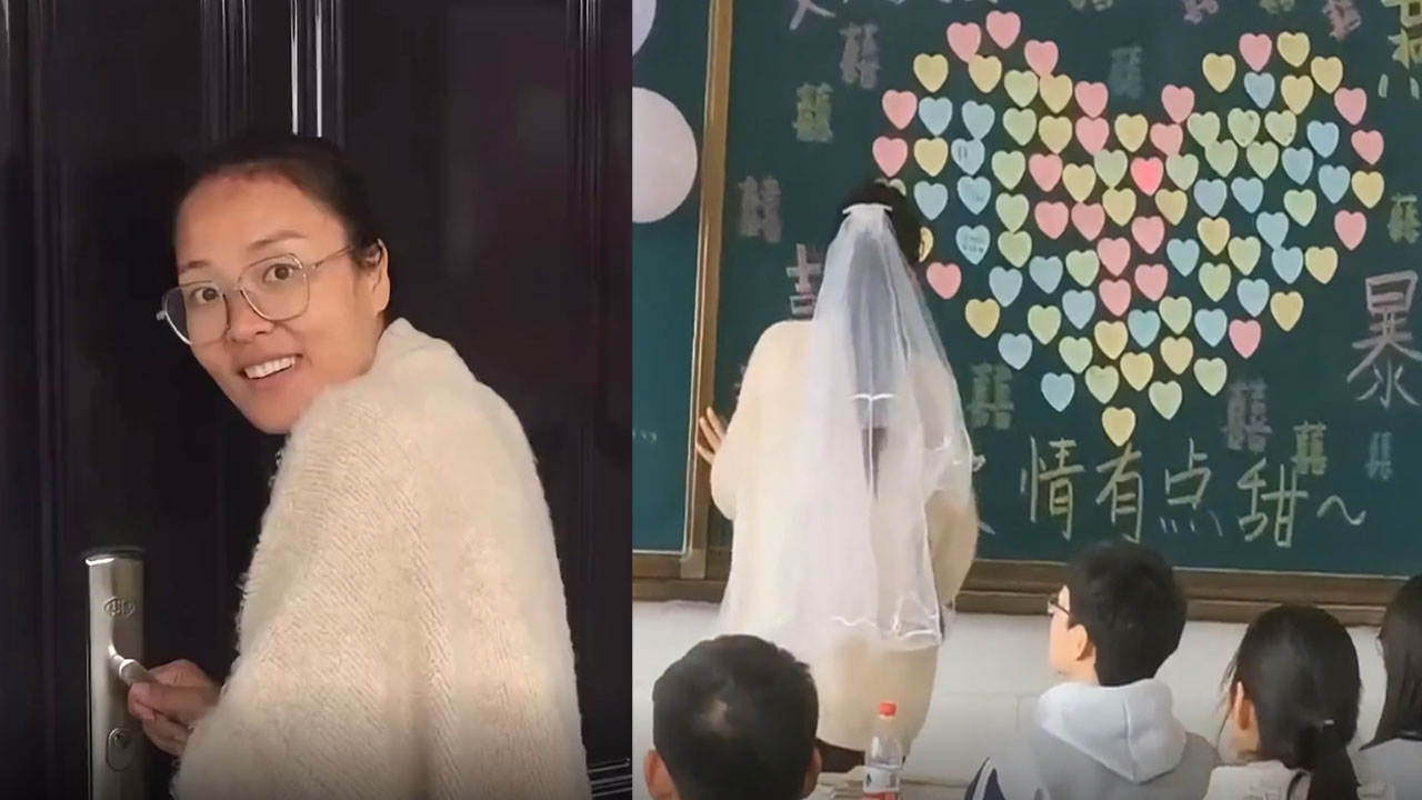 太浪漫了！学生给即将结婚的老师悄悄准备惊喜，老师看到反应亮了