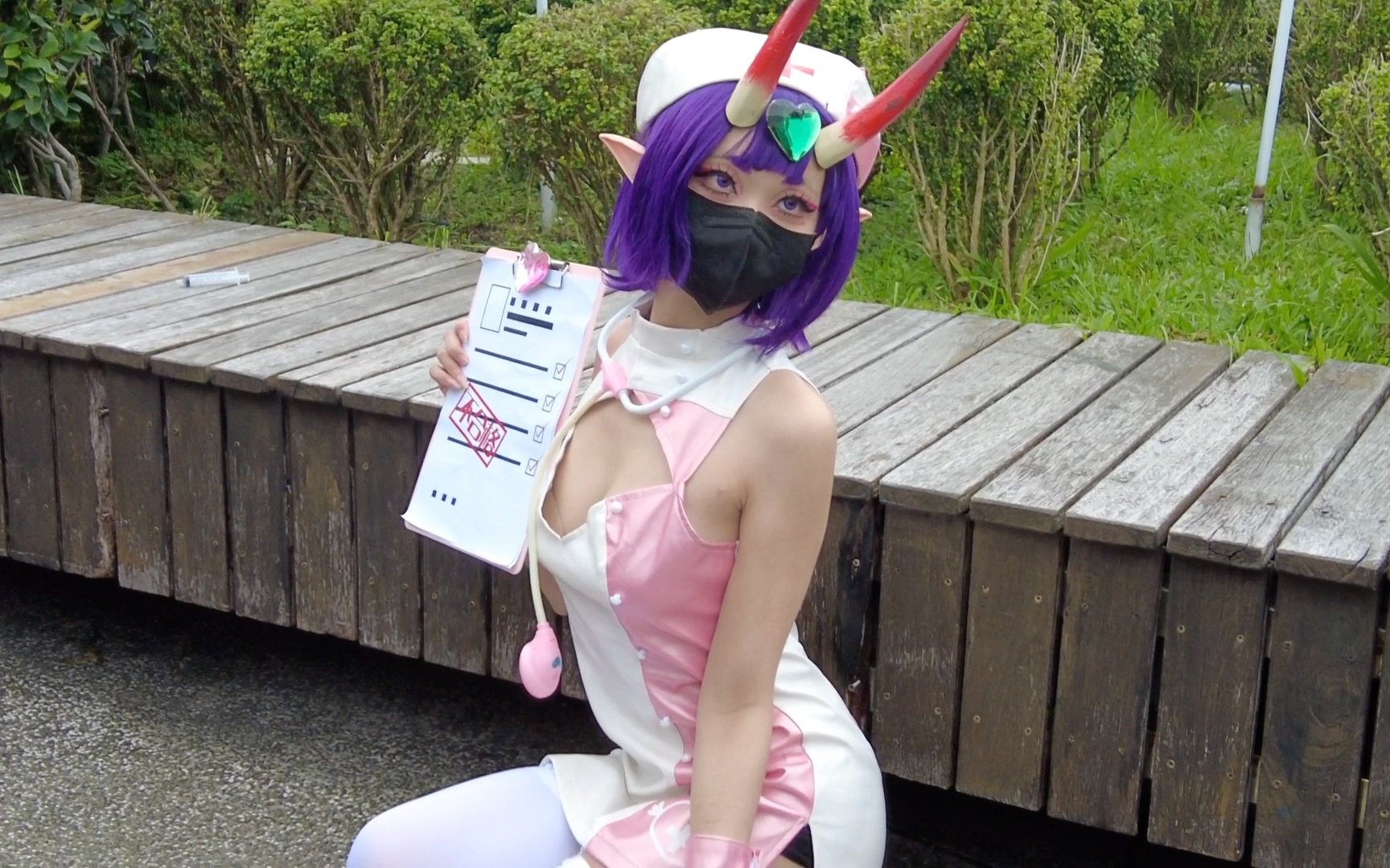 Anime girl cosplaying Sakutani Boy