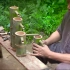 【功食道】阿木爷爷上山砍竹子，做带轮子的流水竹艺品，精致漂亮好喜欢