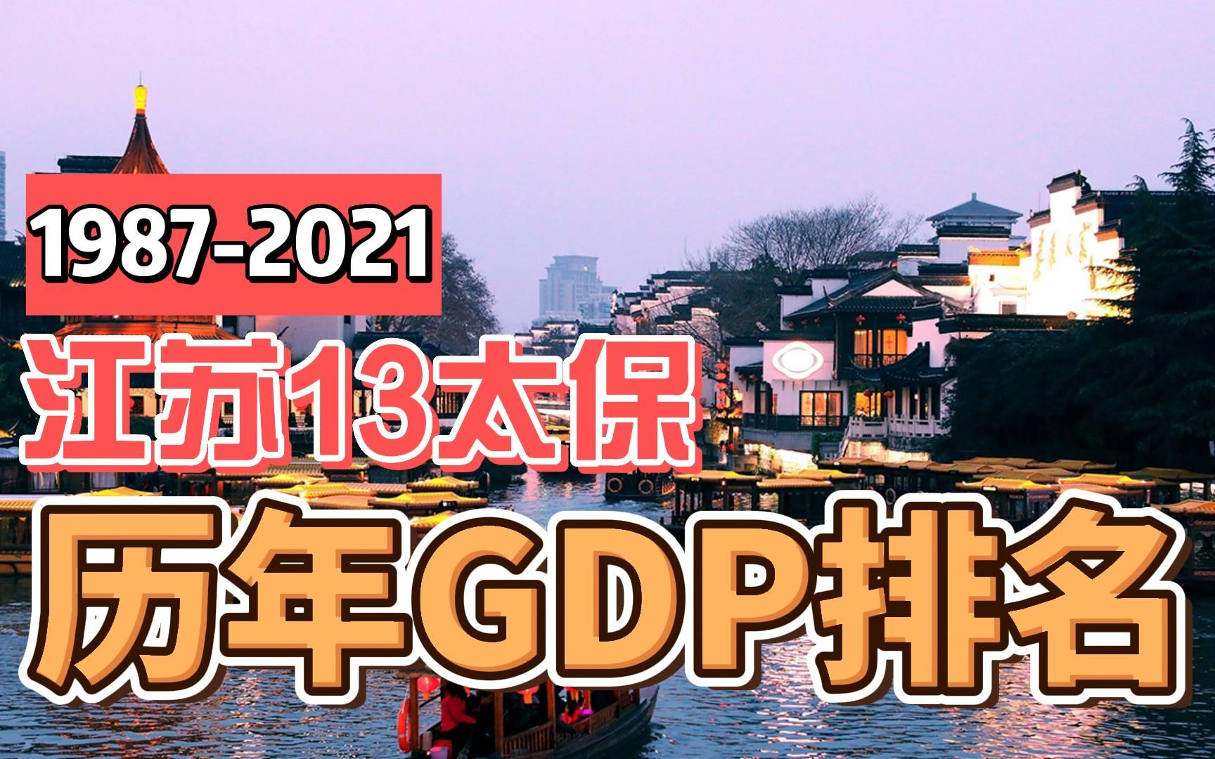 1987-2021江苏十三太保历年gdp排名,南哥与苏哥之间的较量!