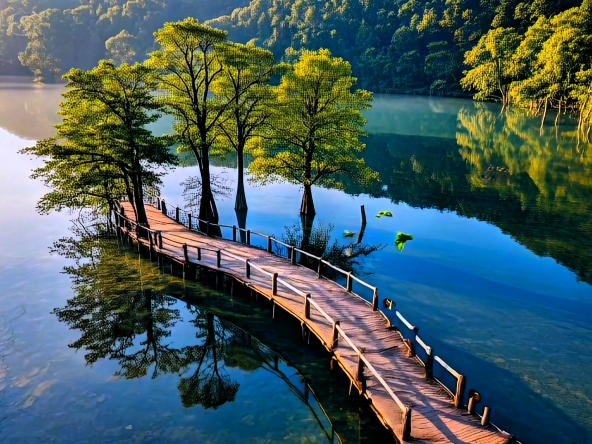 水边树林风景素材【无水印】