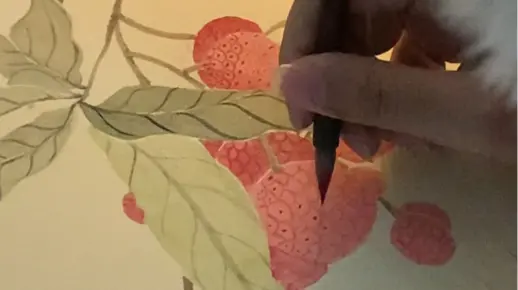 国画工笔 | 简单的荔枝绘画
