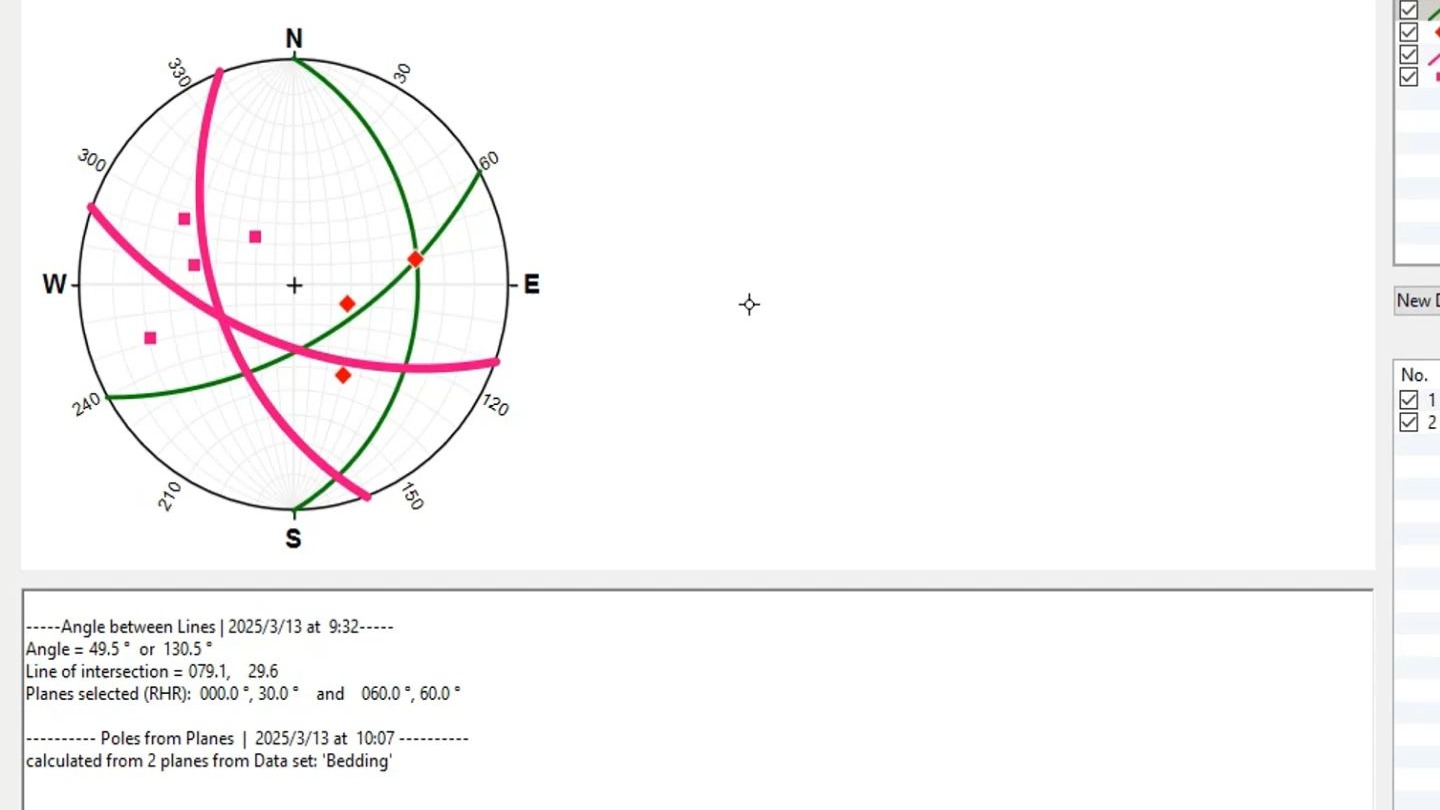 赤平投影软件应用03-面理和线理产状的投影