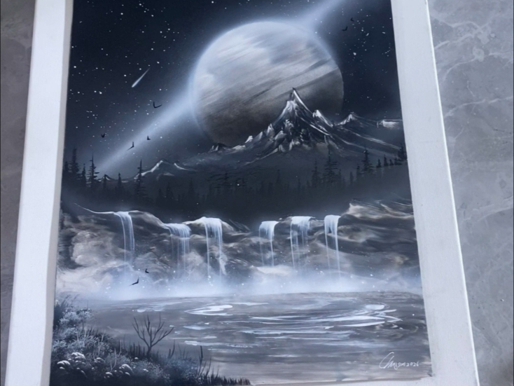 黑白色经典星空喷漆画，划走你就草率了