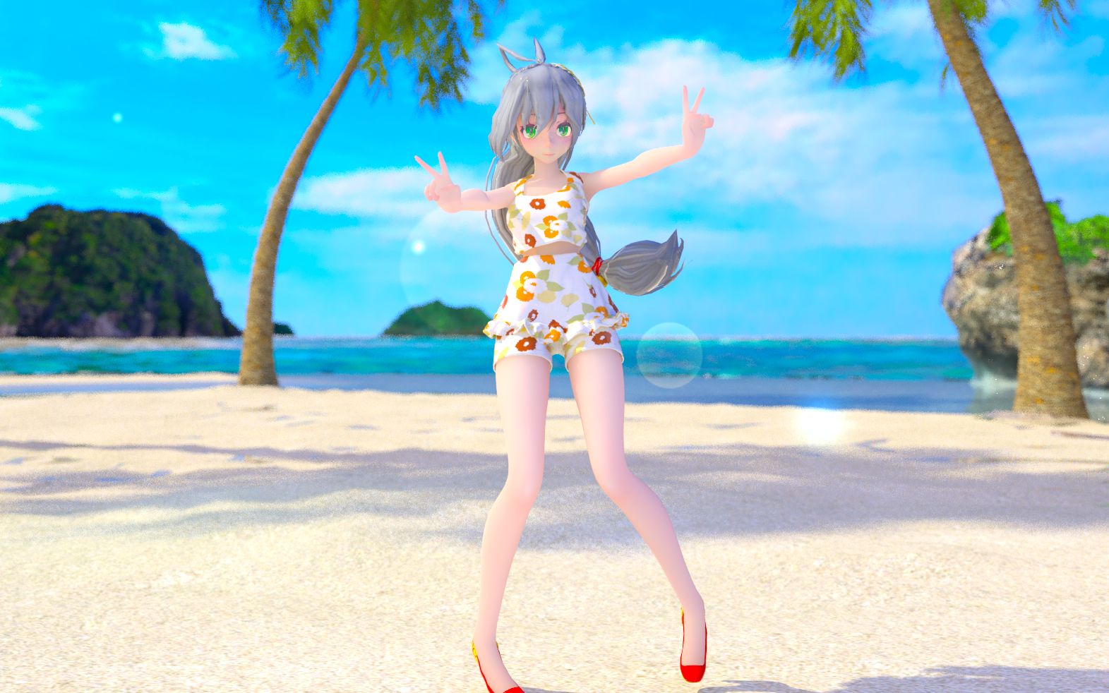 天依mmd布料沙滩泳装天依