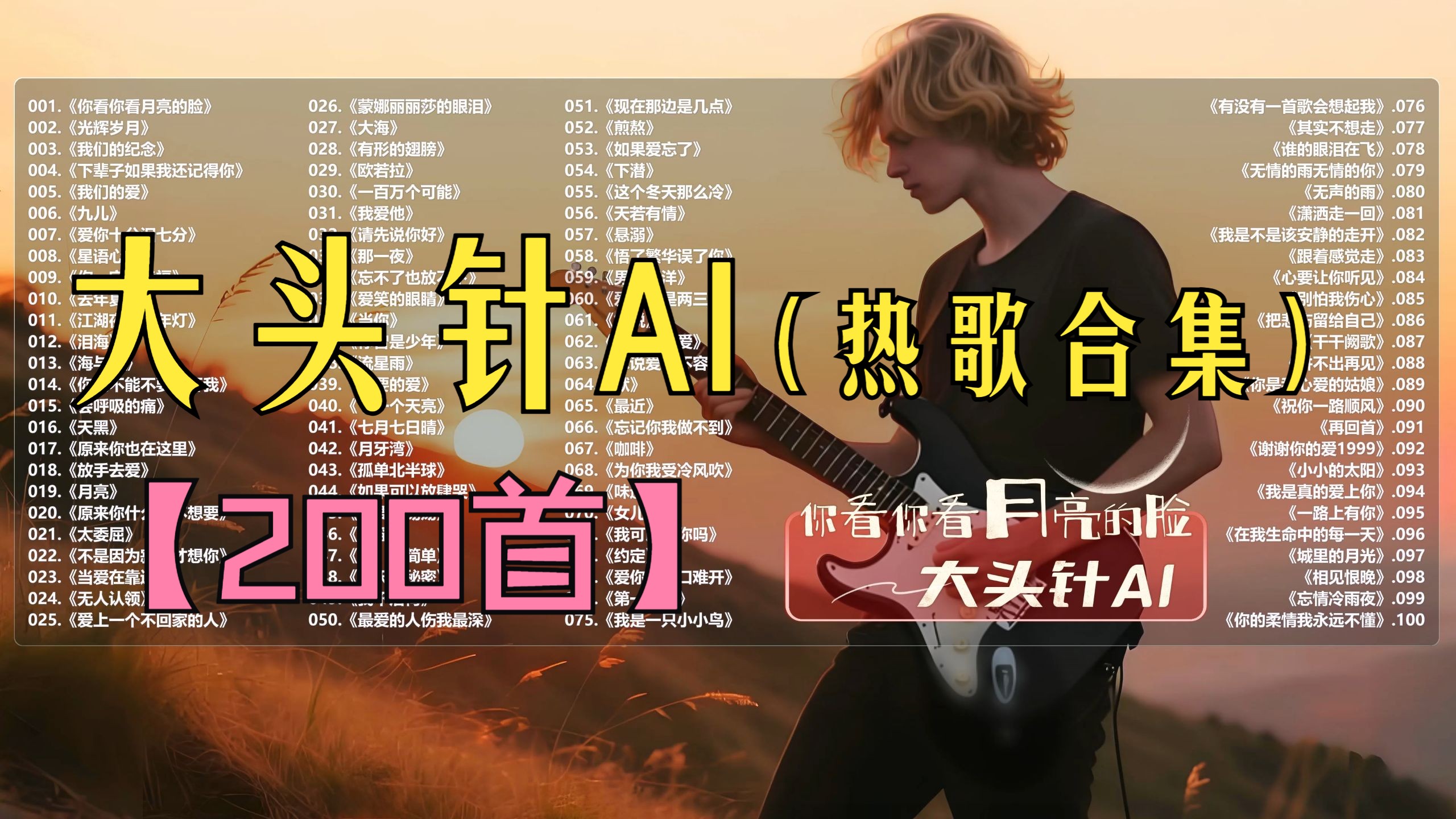 （不分P)【大头针AI】唱出了连布洛芬也止不住的痛！痛彻心扉的痛！(200首）(02)《你看你看月亮的脸》《泪海》《去年夏天》《星语心愿》《光辉岁月》