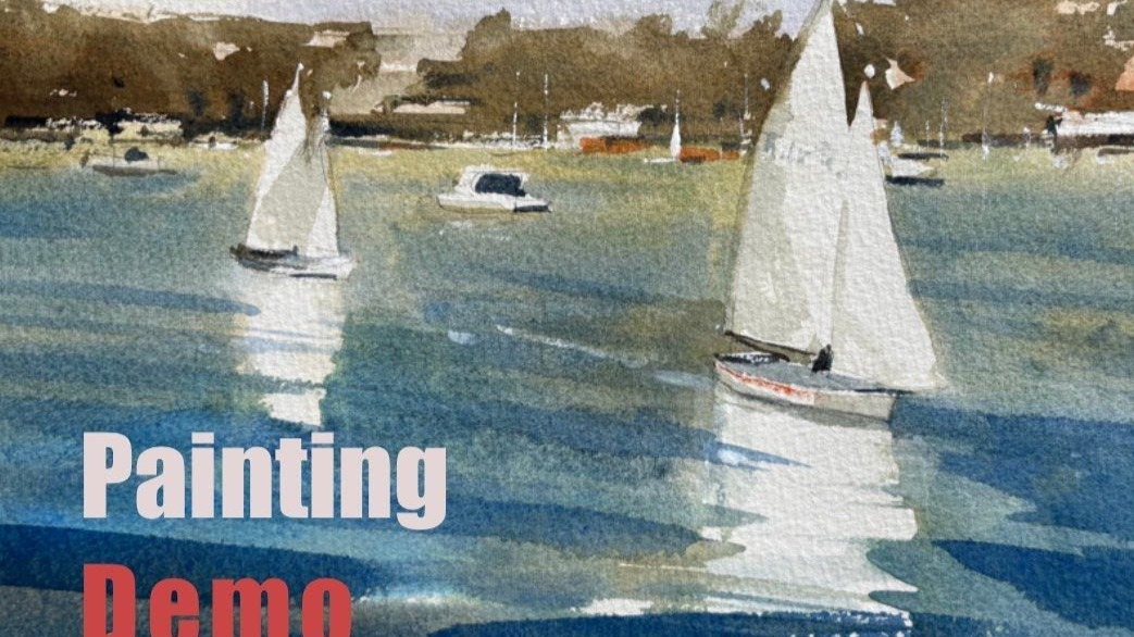 平静的水面和倒影_水彩演示 -- Jana Watercolor