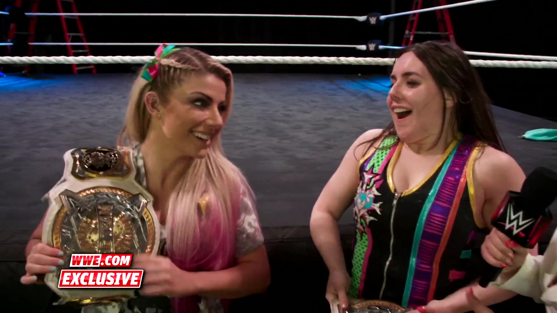Alexa Bliss & Nikki Cross celebrate WrestleMania victory WWE Exclusive