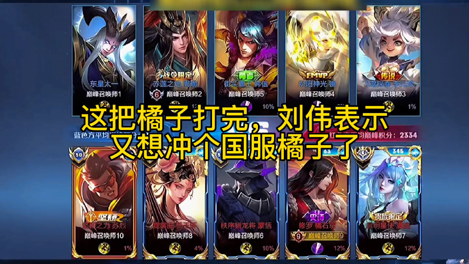 活动作品刘伟yyds刘伟又要冲个国服橘子了