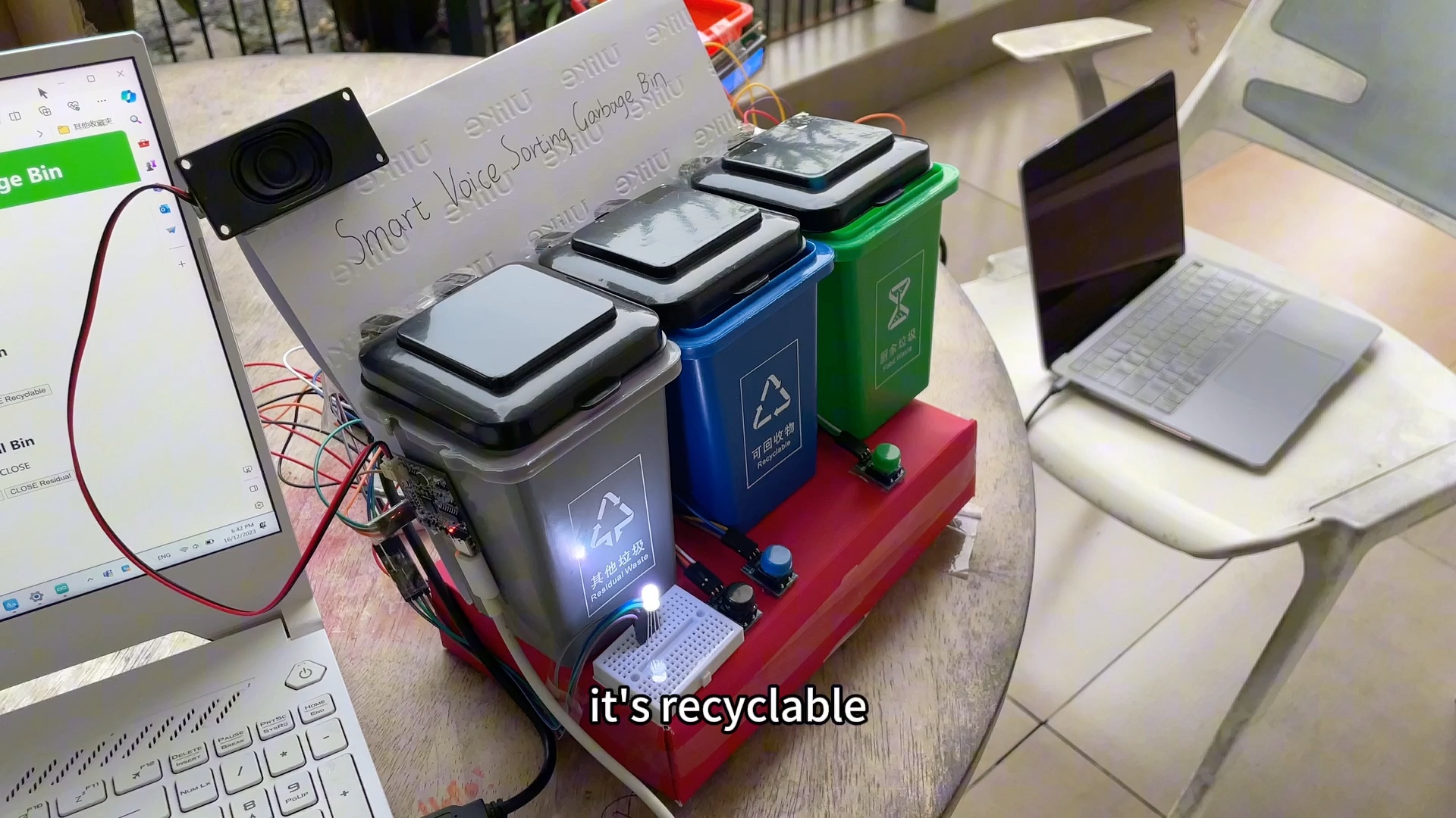 物联网项目课程作业|智能语音识别垃圾分类系统|基于Arduino LD3322语音模块 ESP8266 Wi-Fi模块|满溢检测|网页控制