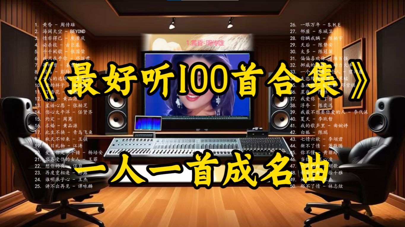 【Hi-Res无损音质】一人一首佳曲《最好听100首合集》百万豪装录音棚戴着耳机听