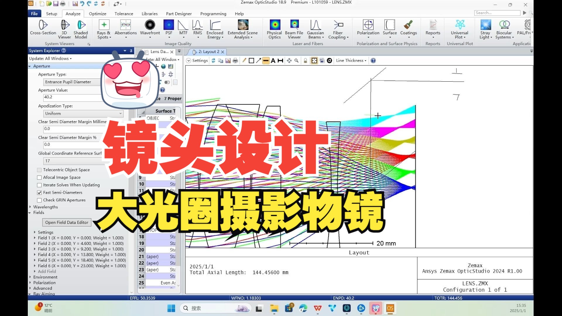 大光圈摄影镜头的设计（一）
